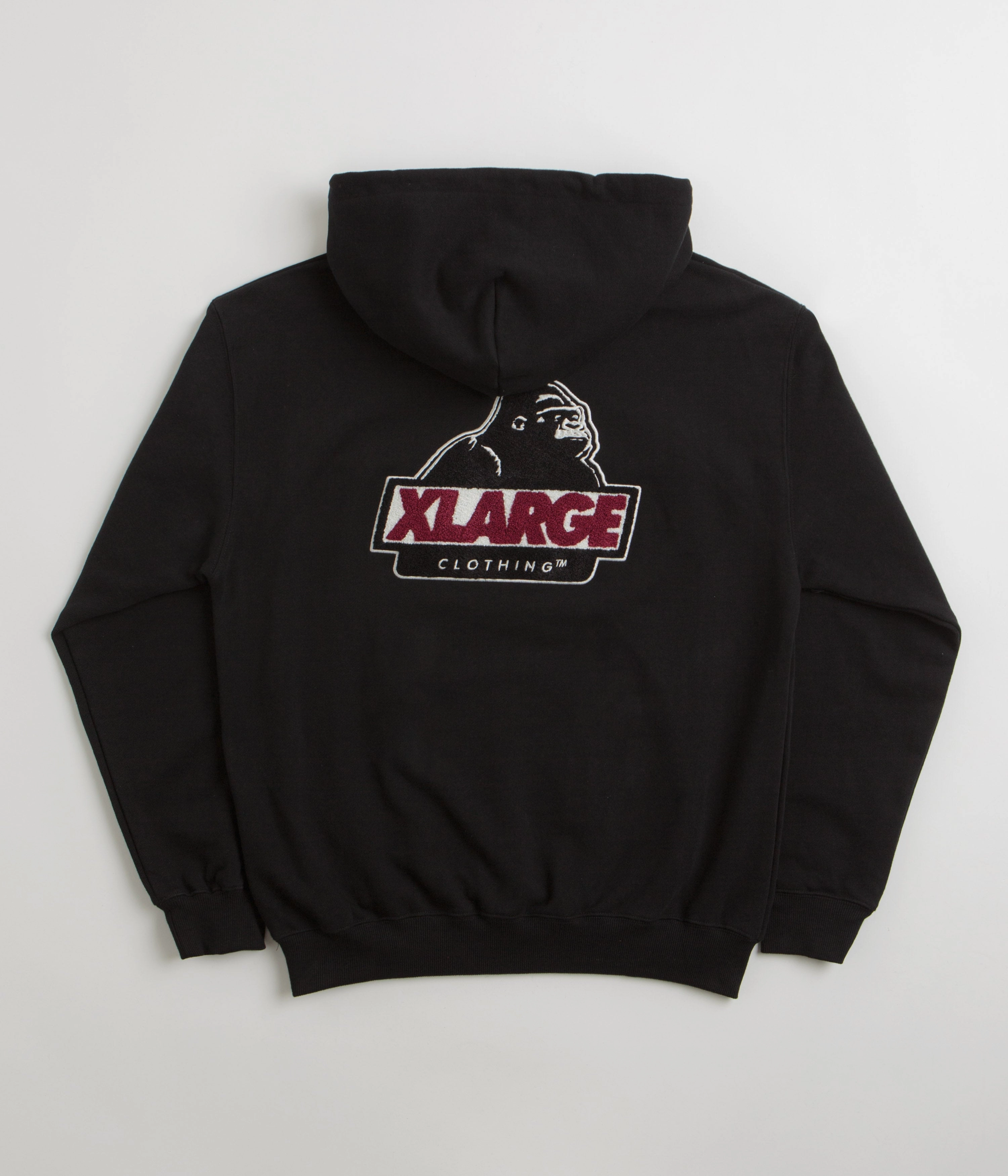 XLarge Chenille Slanted OG Hoodie - Black Monochrome Palette Embroidered Logo