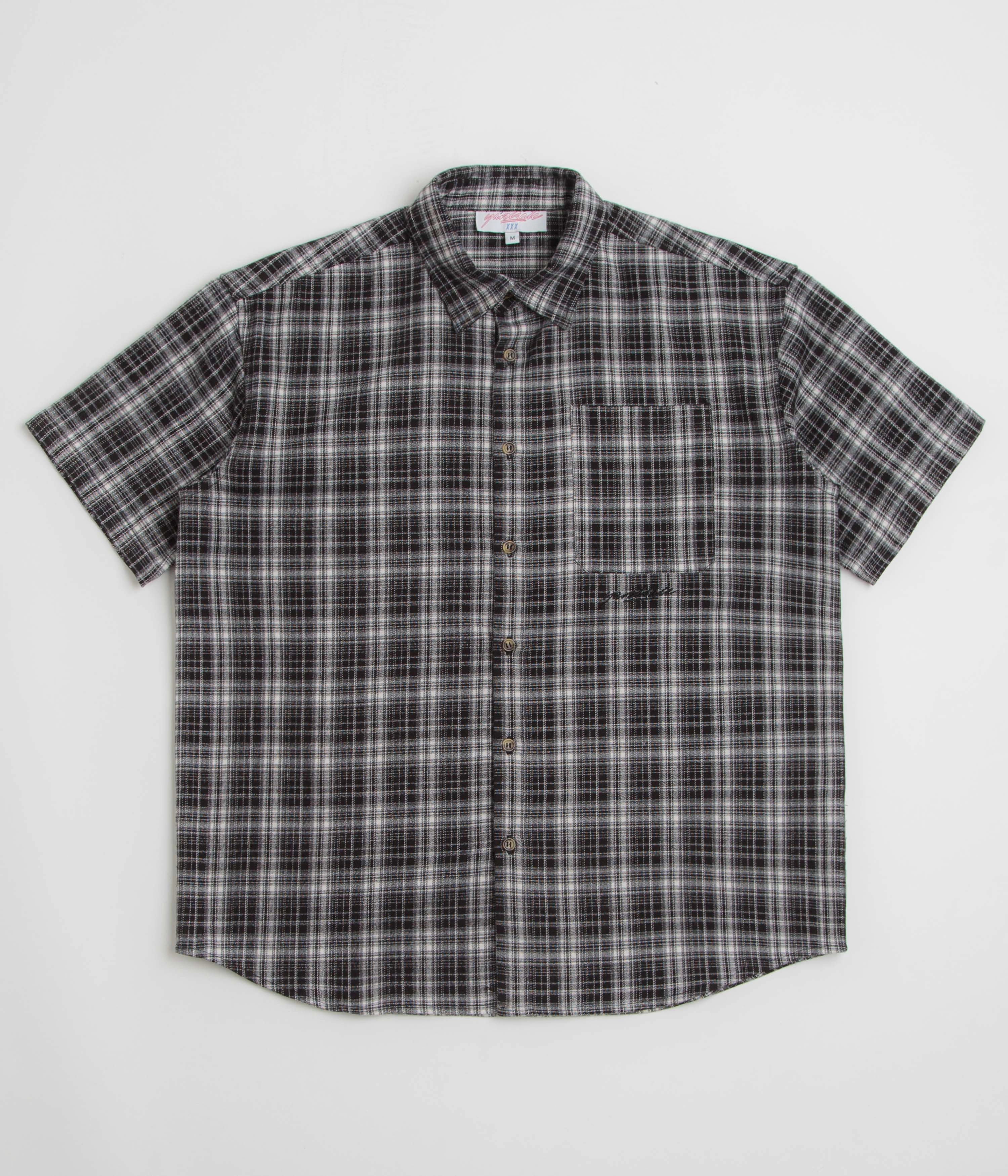 Yardsale Faded Plaid Shirt - Black Breathable Cotton Party Ready