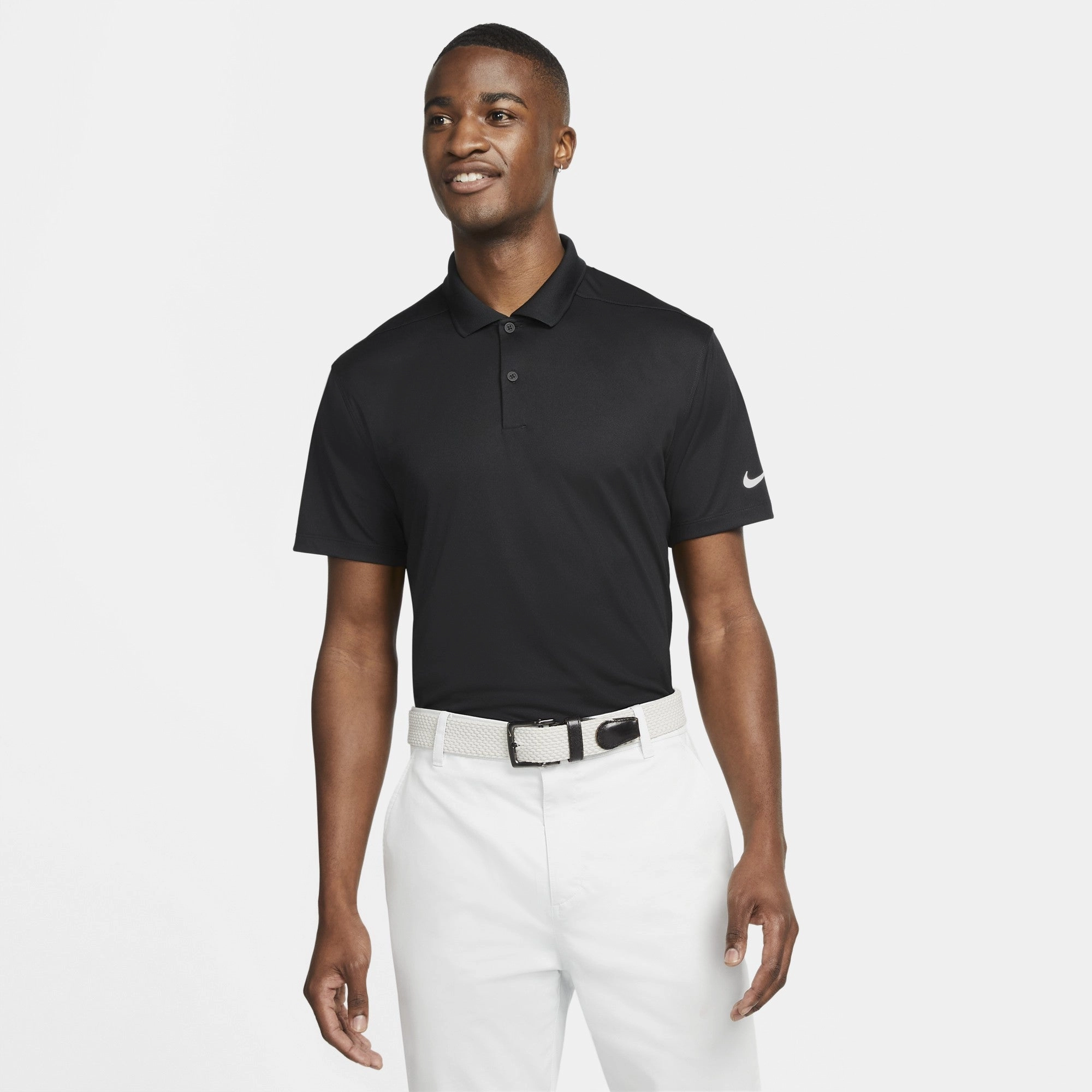 Nike Victory Solid Polo | BLACK/WHITE Relaxed Collar Smart Wear