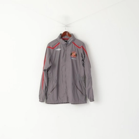 Compact Packable Umbro Sunderland F.C. Men L Jacket Grey Full Zipper Hidden Hood Lightweight Top