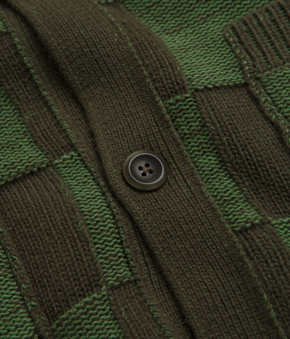 YMC Baker Cardigan - Green Layered Style