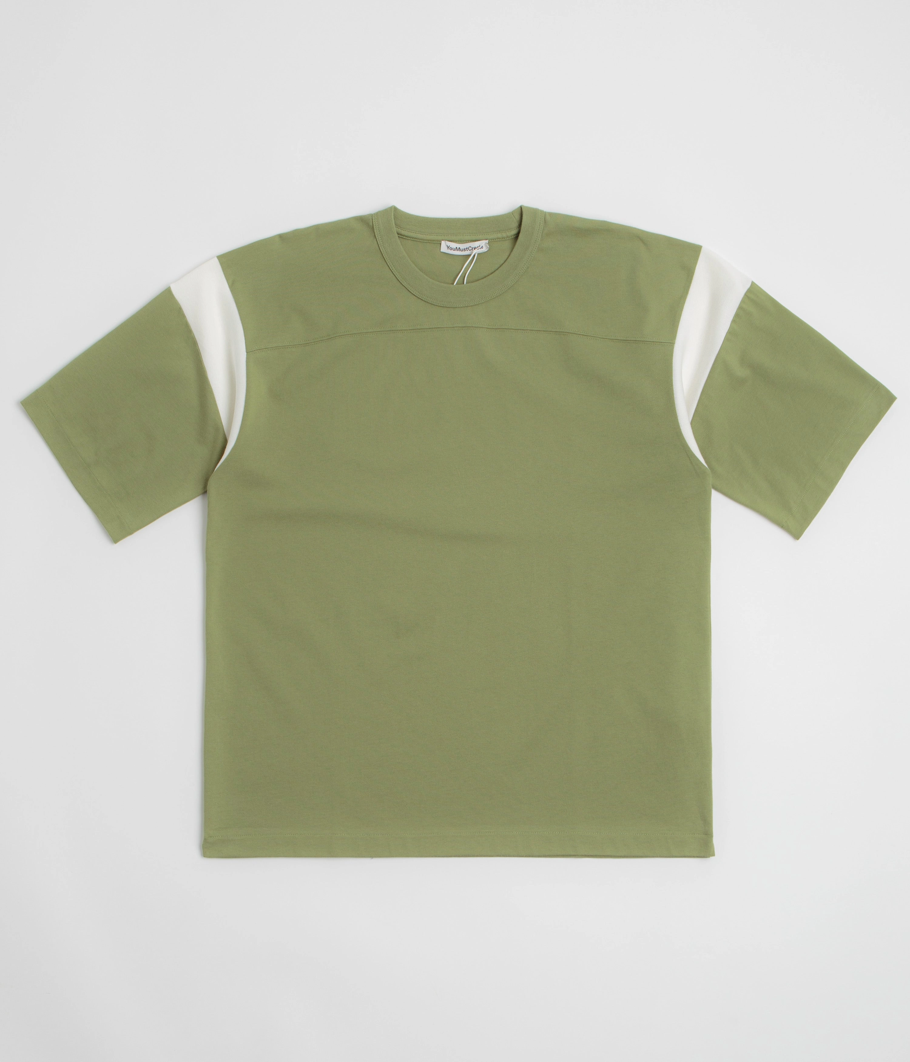 YMC Skate T-Shirt - Green / White Contrast Stitch