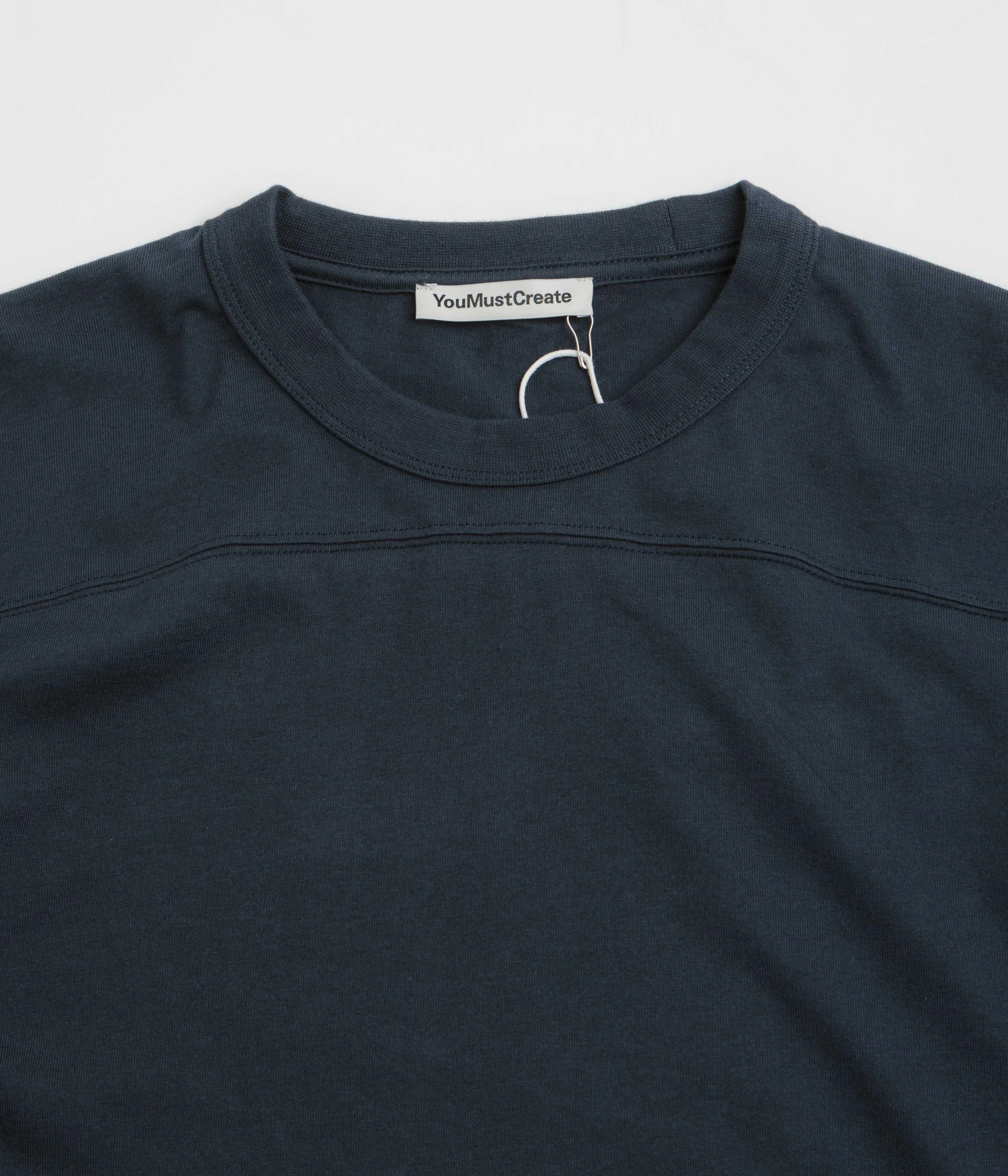 YMC Skate T-Shirt - Navy Distressed Hem Finish