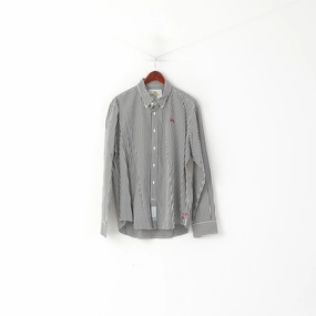 Multipurpose Utility Geometric Pattern La Martina Men XXL Casual Shirt Black & White Cotton Check Long Sleeve Top