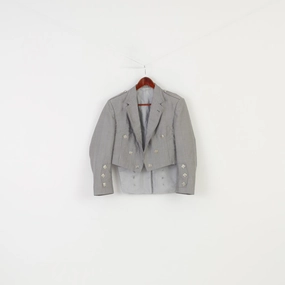 Work Comfort LaserCut Ventilation Zones Young's Men 40 S Jacket Grey Cropped Open Front Collar Silver Buttons Vintage Formal Blazer