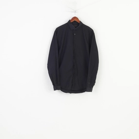 Striped style Zara  Men XL Casual Shirt Black Cotton Slim Fit Long Sleeve Top