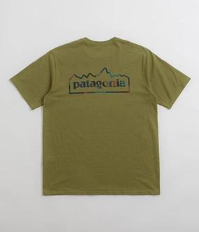 Patagonia Unity Fitz Responsibili-Tee T-Shirt - Graze Green Anti Pilling Surface Water Based Ink Print