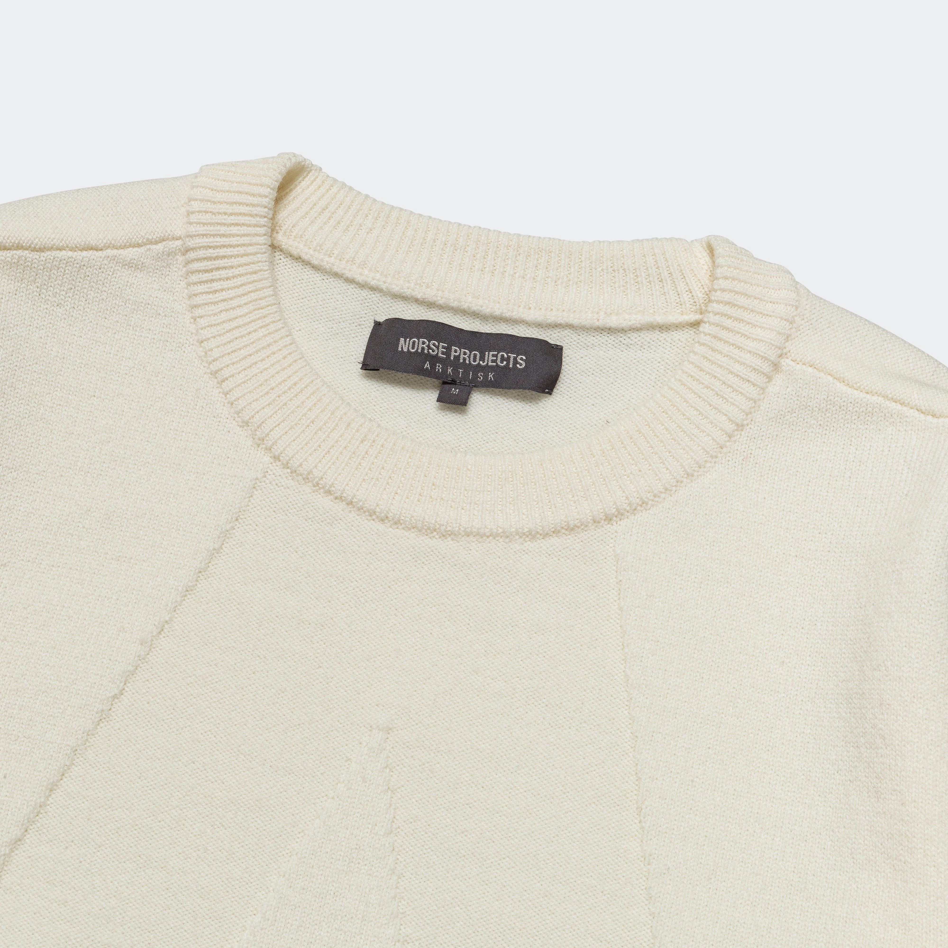 Hybrid Merino Monogram - Ecru Reinforced Neckline Stitching Polished Edge