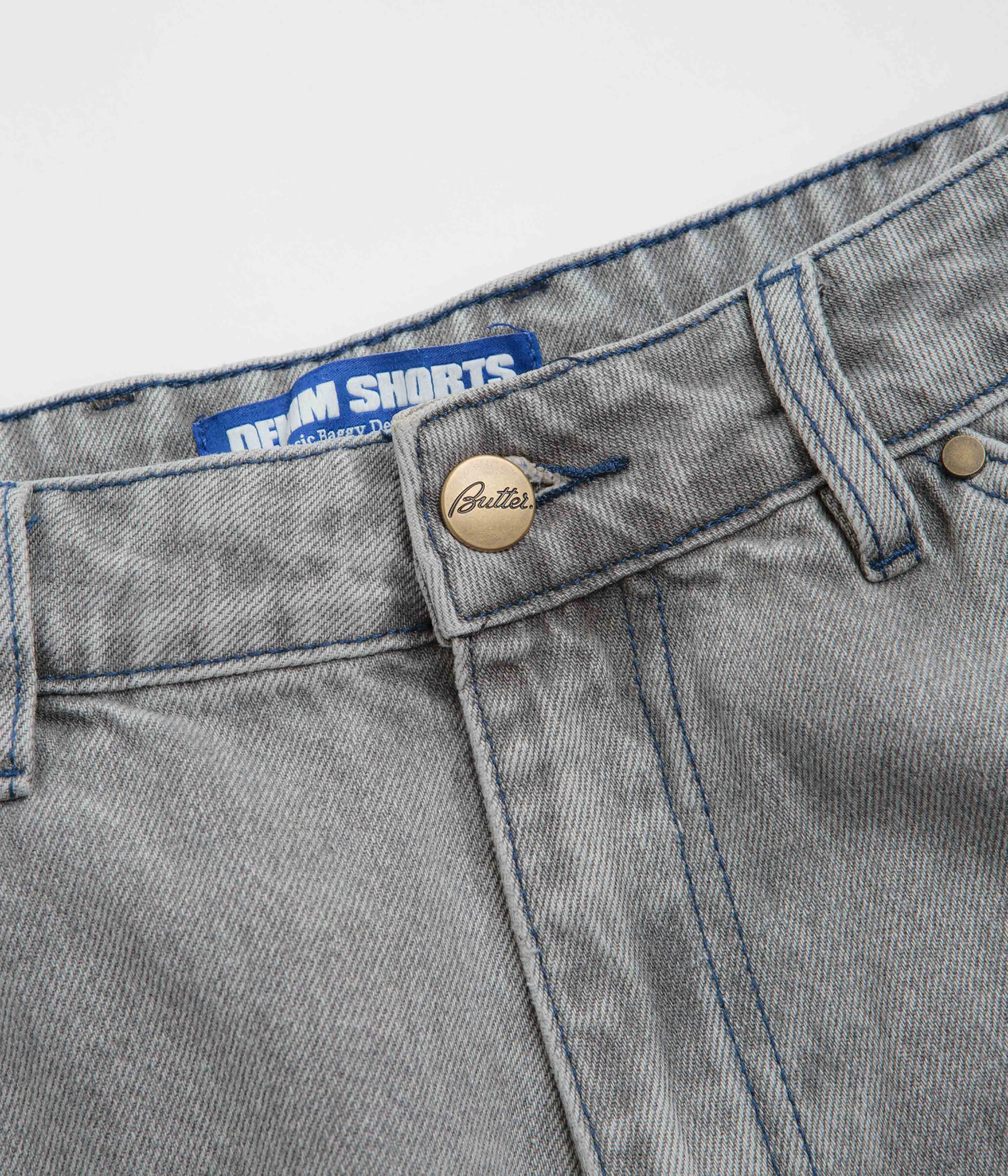 Butter Goods Encounter Denim Shorts - Washed Soft Grey Compact Packable Design Mother's Day gift