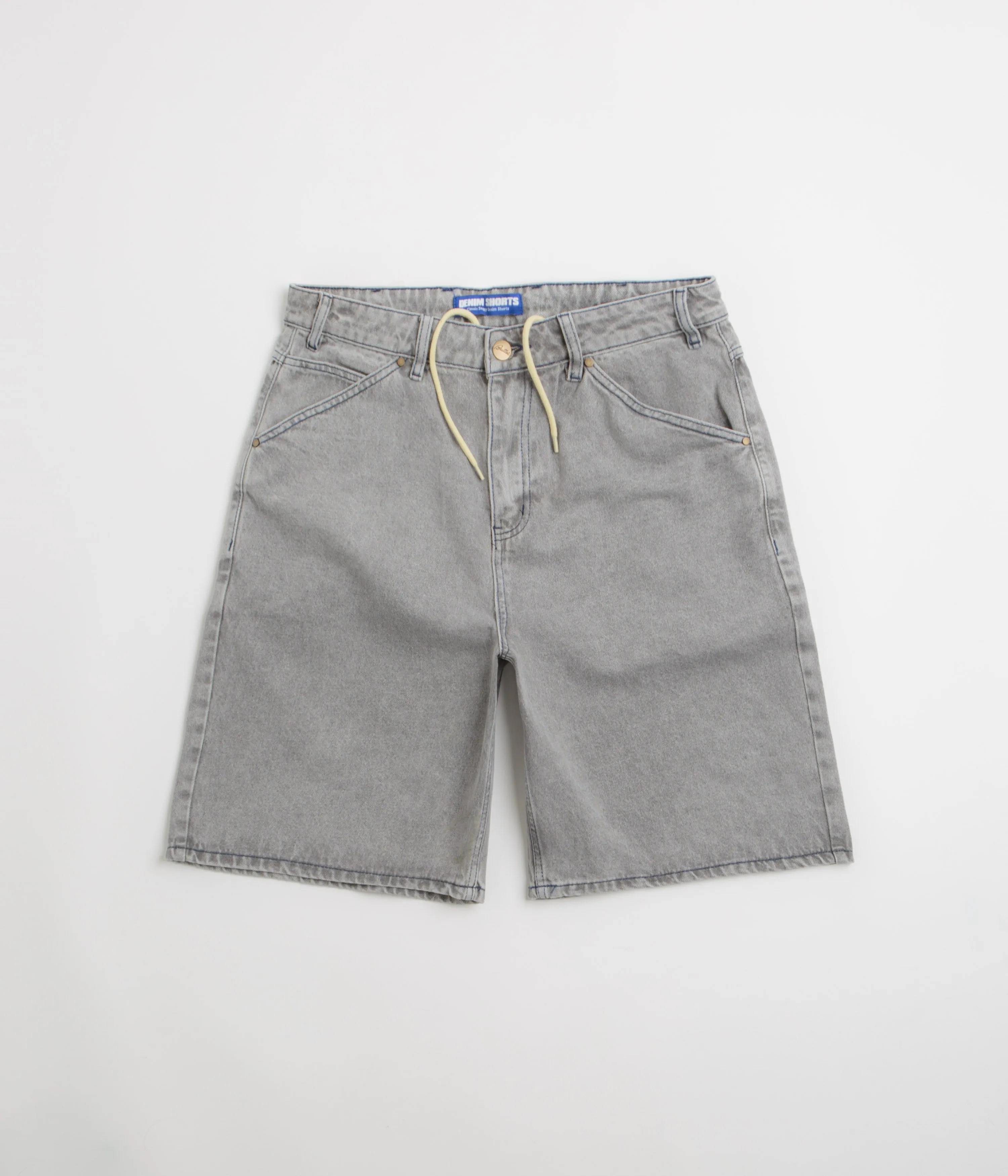 Butter Goods Encounter Denim Shorts - Washed Soft Grey Water Repellent Finish
