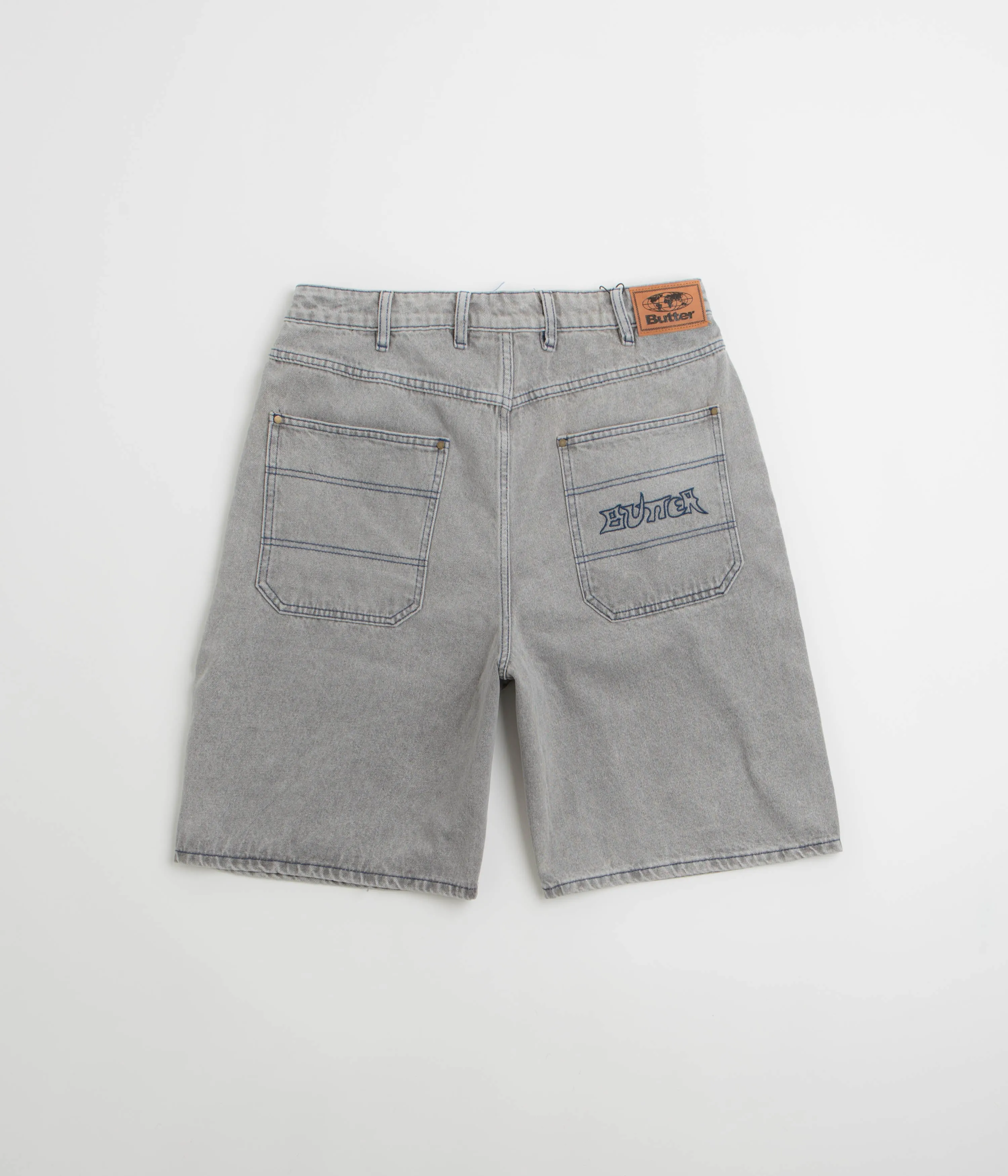 Butter Goods Encounter Denim Shorts - Washed Soft Grey bodysuit