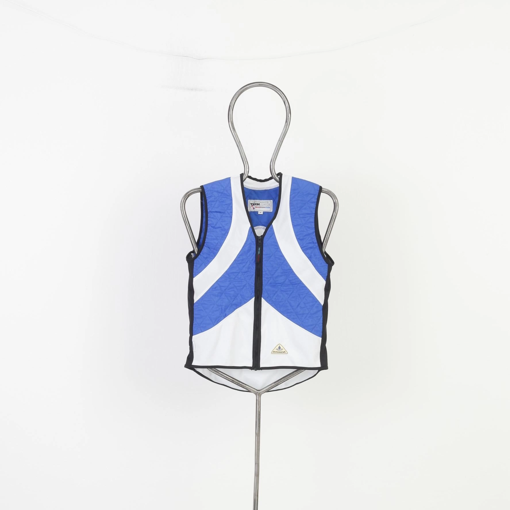 Techniche Men M Vest Full Zipper Blue Cycling Evaporative Cooling Nylon Back Pockets Top Collectible