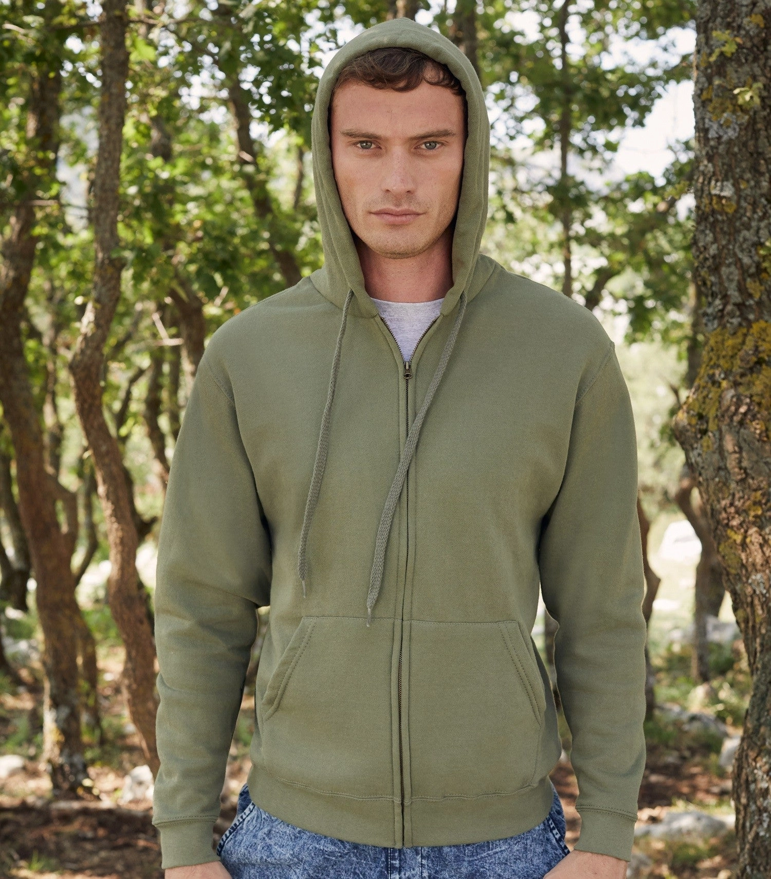 Modern Design Winter Night Zip Through Hooded Sweat | BLACK