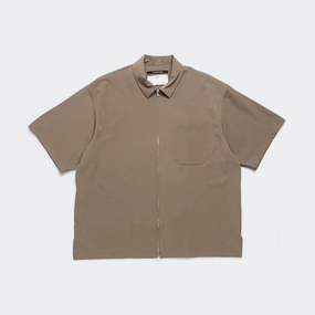 Zip-Up Gym Shirt - Taupe Poly Tech Quick Dry Construction Contemporary Look