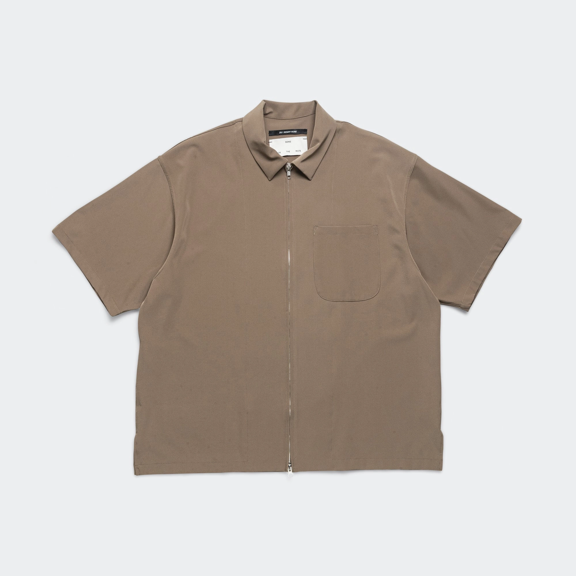 Zip-Up Gym Shirt - Taupe Poly Tech Quick Dry Construction Contemporary Look