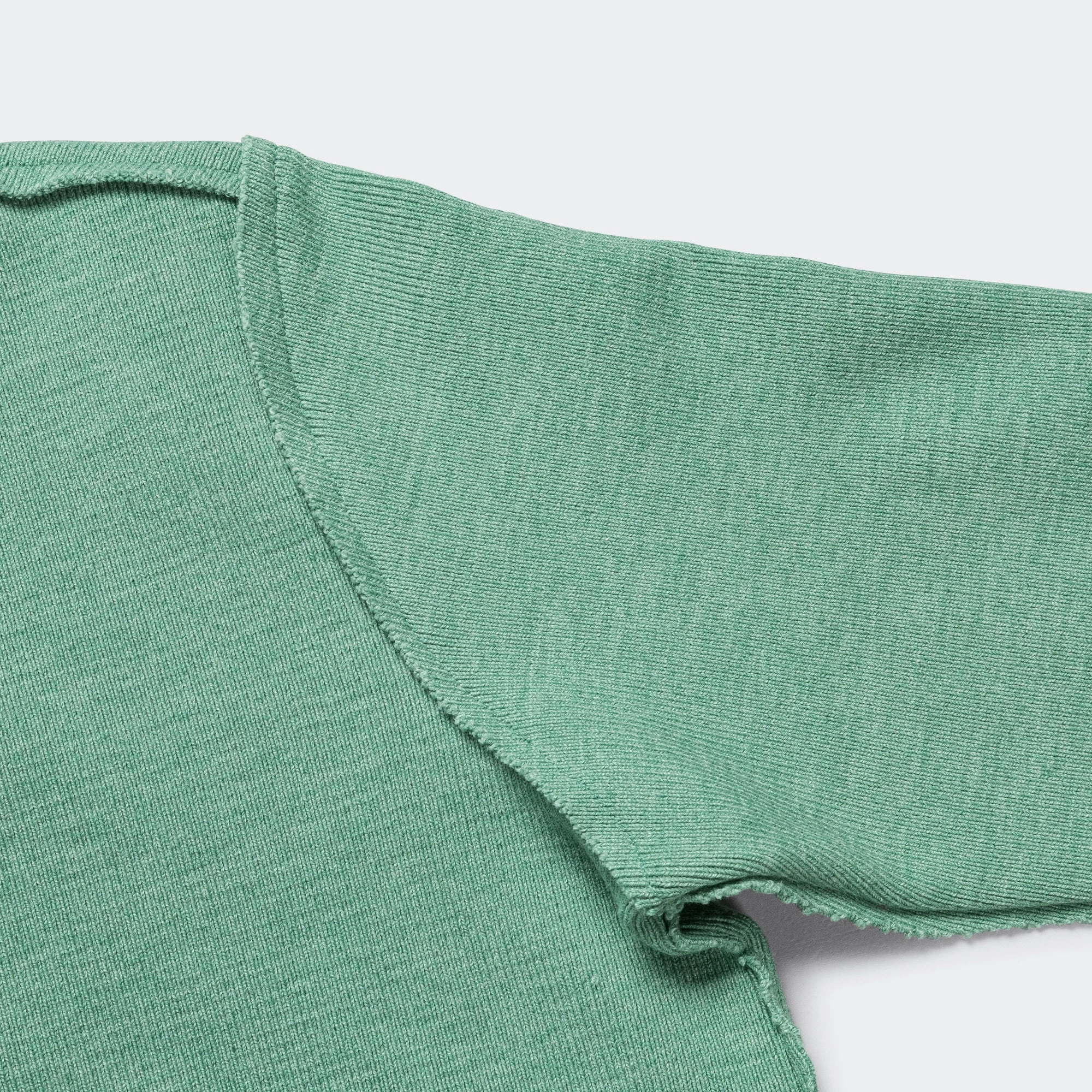 FrayResistant Edging Zip Up Knit - Green Melange Heavy Rib Knit