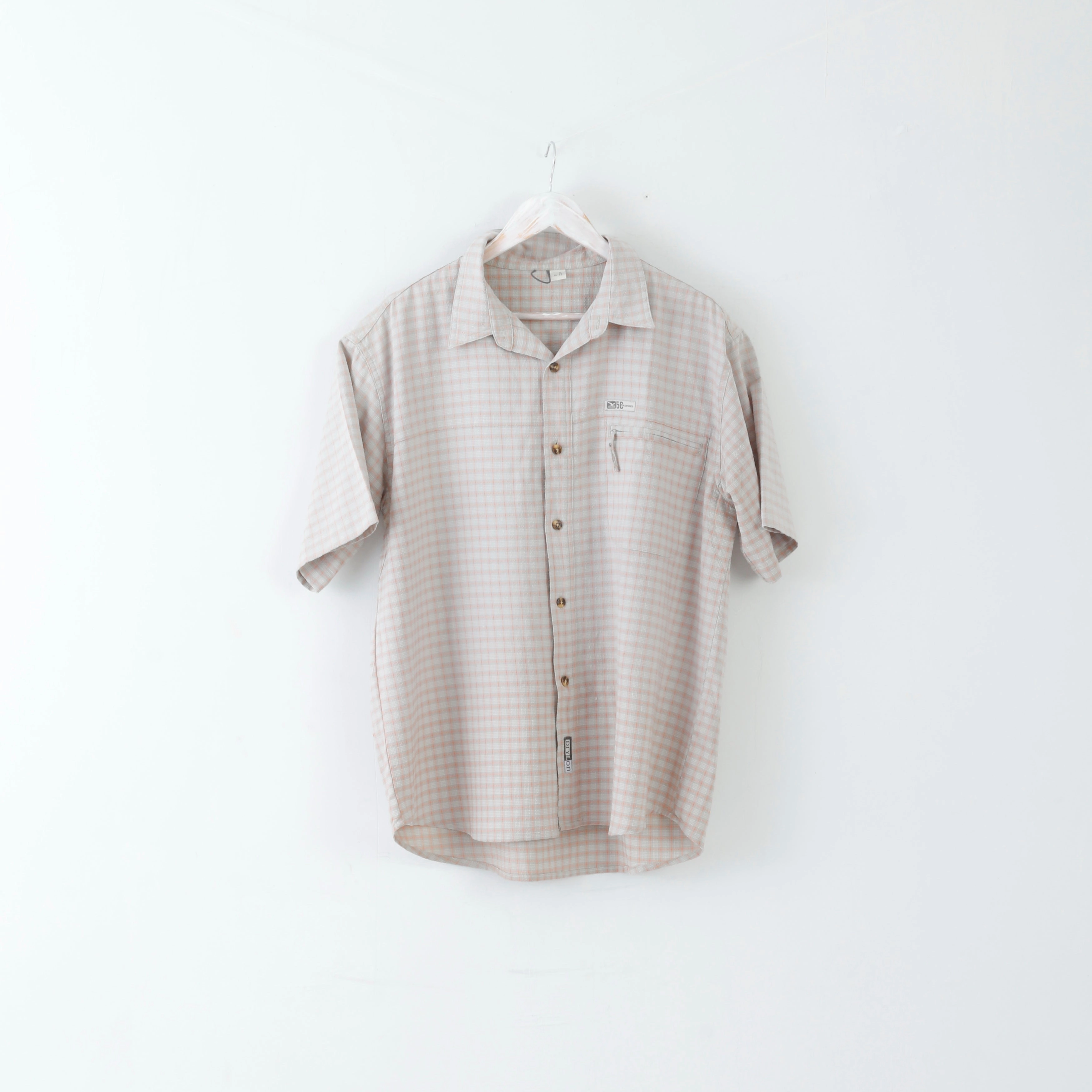 Salewa 5C Five Confidents Mens 52 XL Casual Shirt Short Sleeve Checked Polyester Zip Front Casual Friday