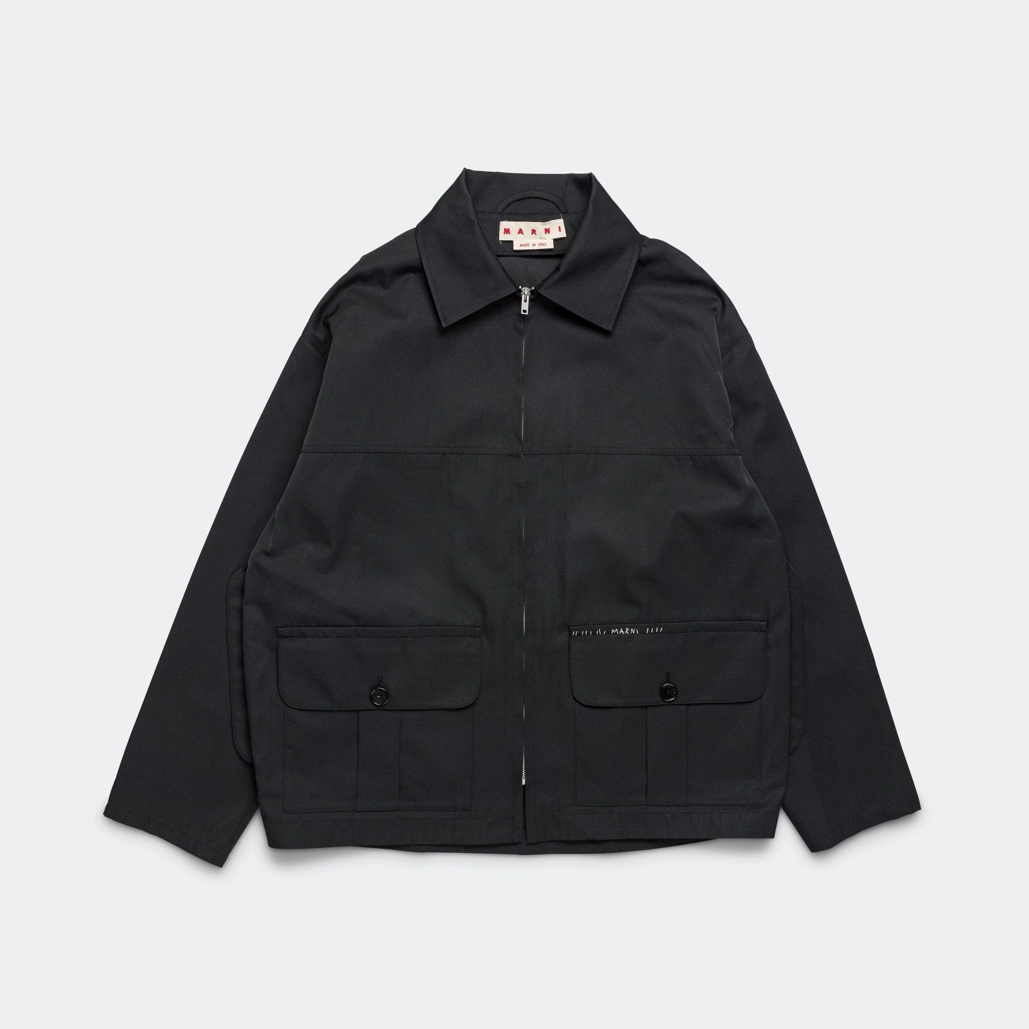 Clean Fit Zip Up Work Jacket - Black