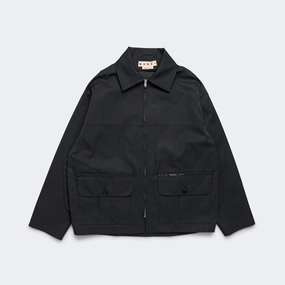 Clean Fit Zip Up Work Jacket - Black