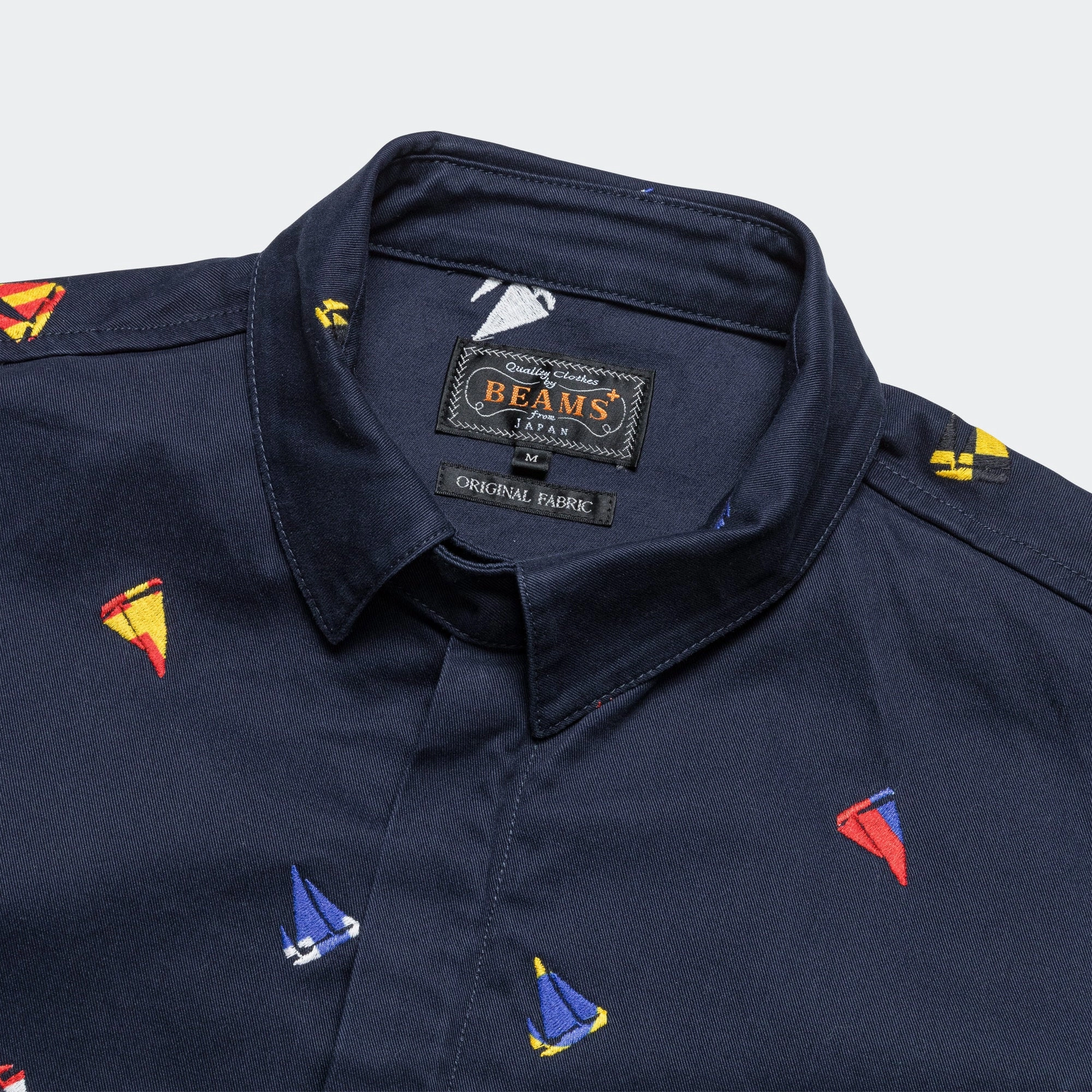 Heavyweight Warmth Zipper Blouson Embroidery On Print - Navy