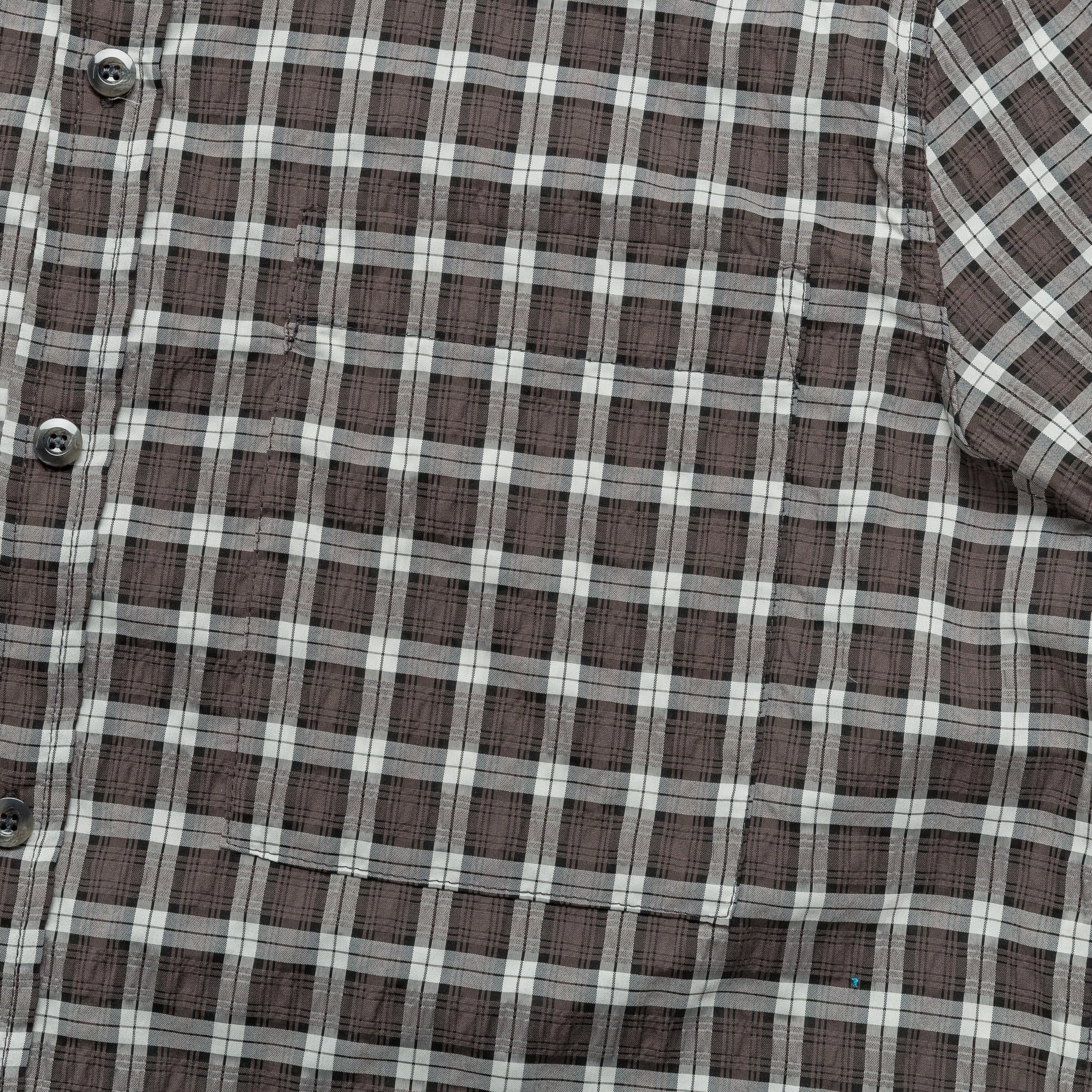 Flatlock stitching LS Pleated Box Shirt - Blue Checkered Cloth