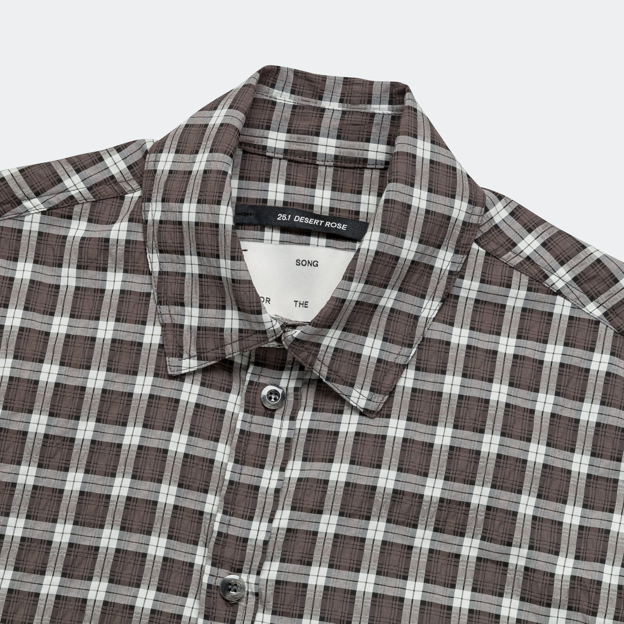 Compact Fold Design Embroidered Detail LS Pleated Box Shirt - Blue Checkered Cloth